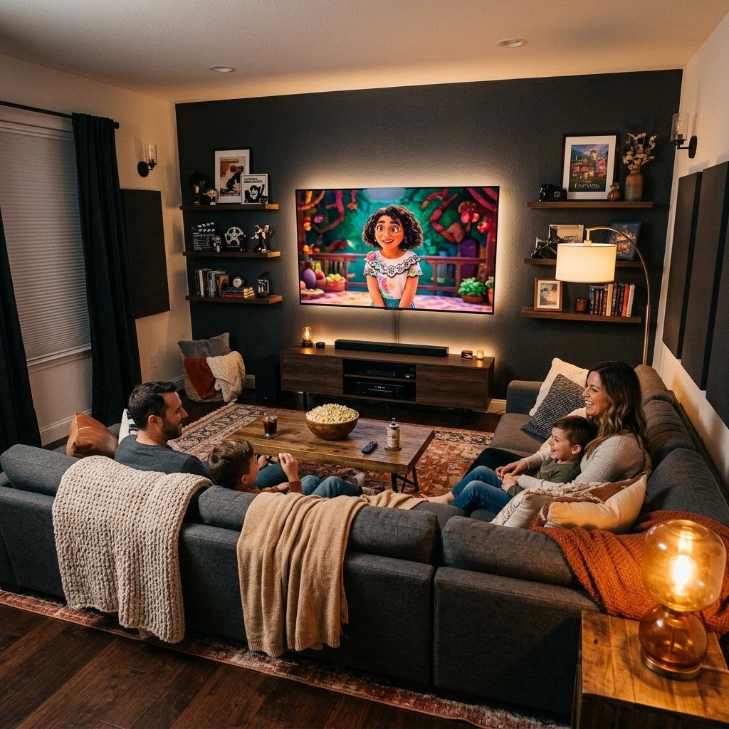 Home cinema con televisor grande